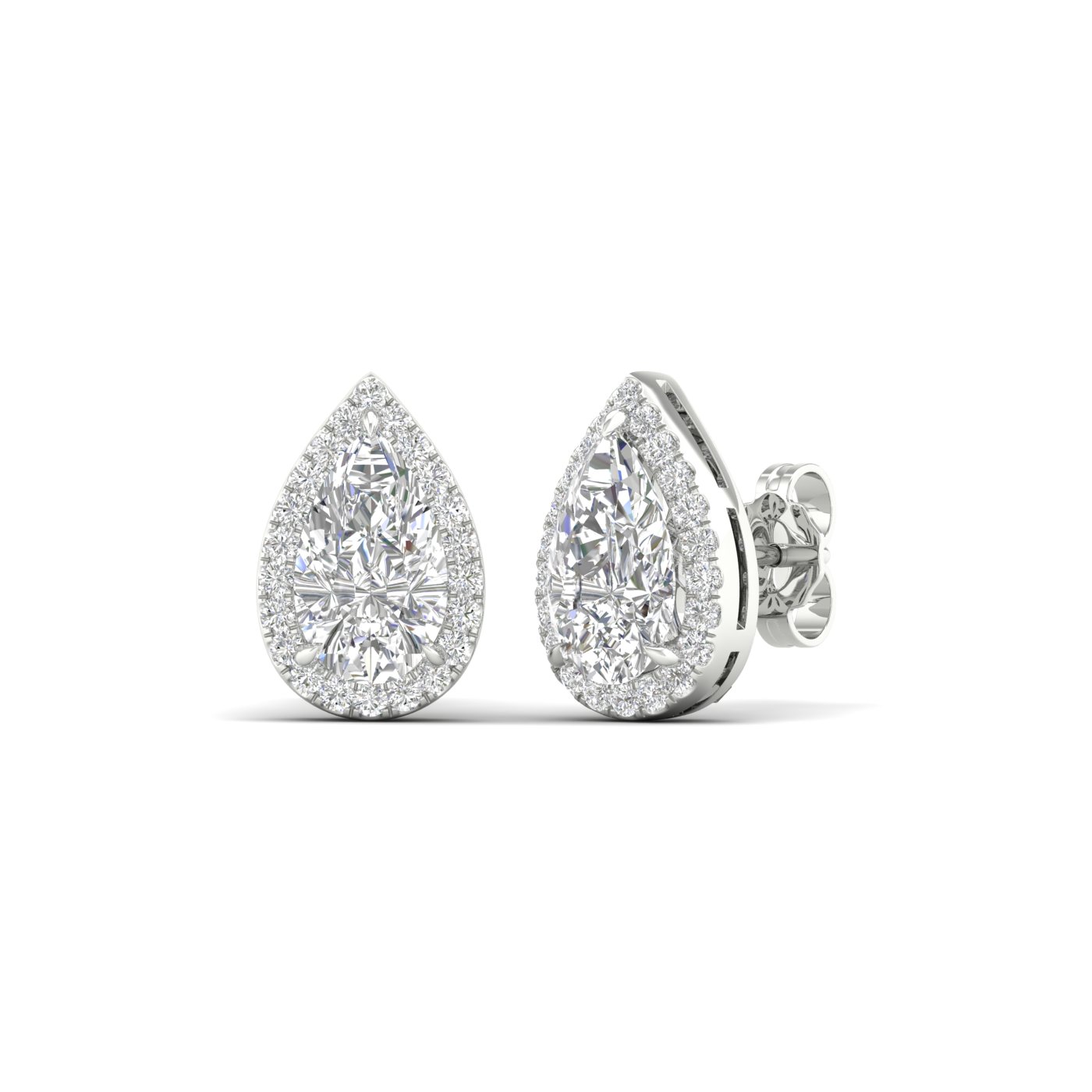 3.25ct. Diamond Halo Earrings (Pear)