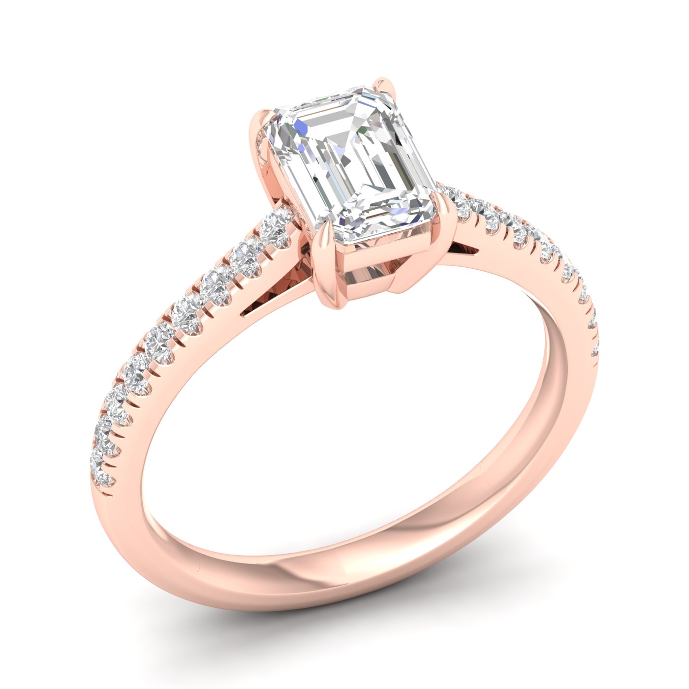 Lab Grown Classic Engagement Ring (Emerald)/1.5Ct, 1.75Ctw