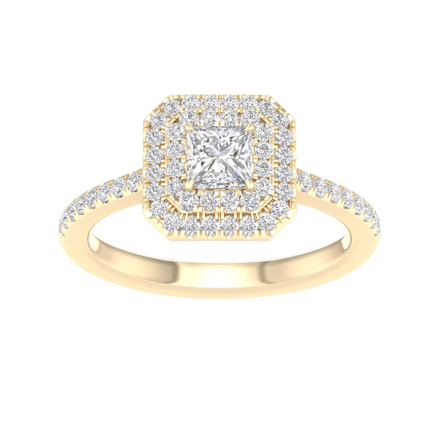 Double Halo Engagement Ring (Princess)