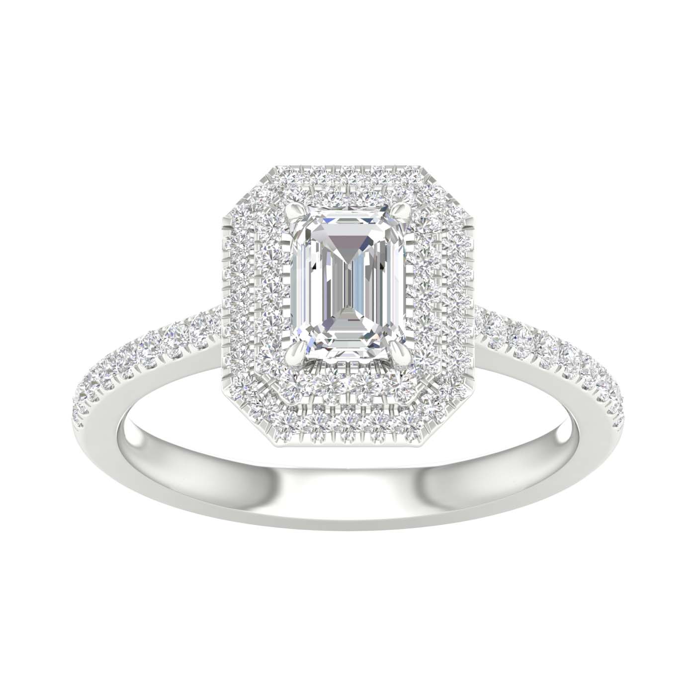 1.15ct. Diamond Double Halo Engagement Ring (Emerald)