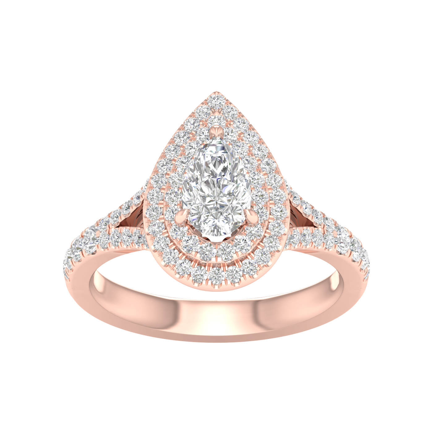 Double Halo Engagement Ring (Pear)