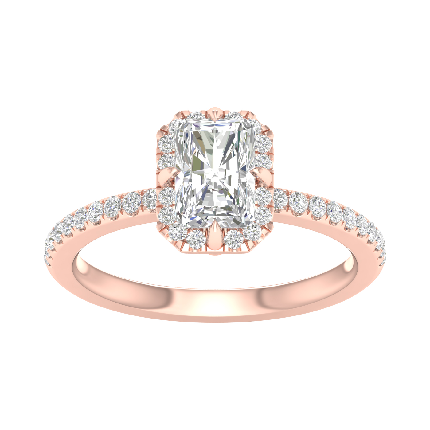 East West Prong Halo Engagement Ring (Radiant)